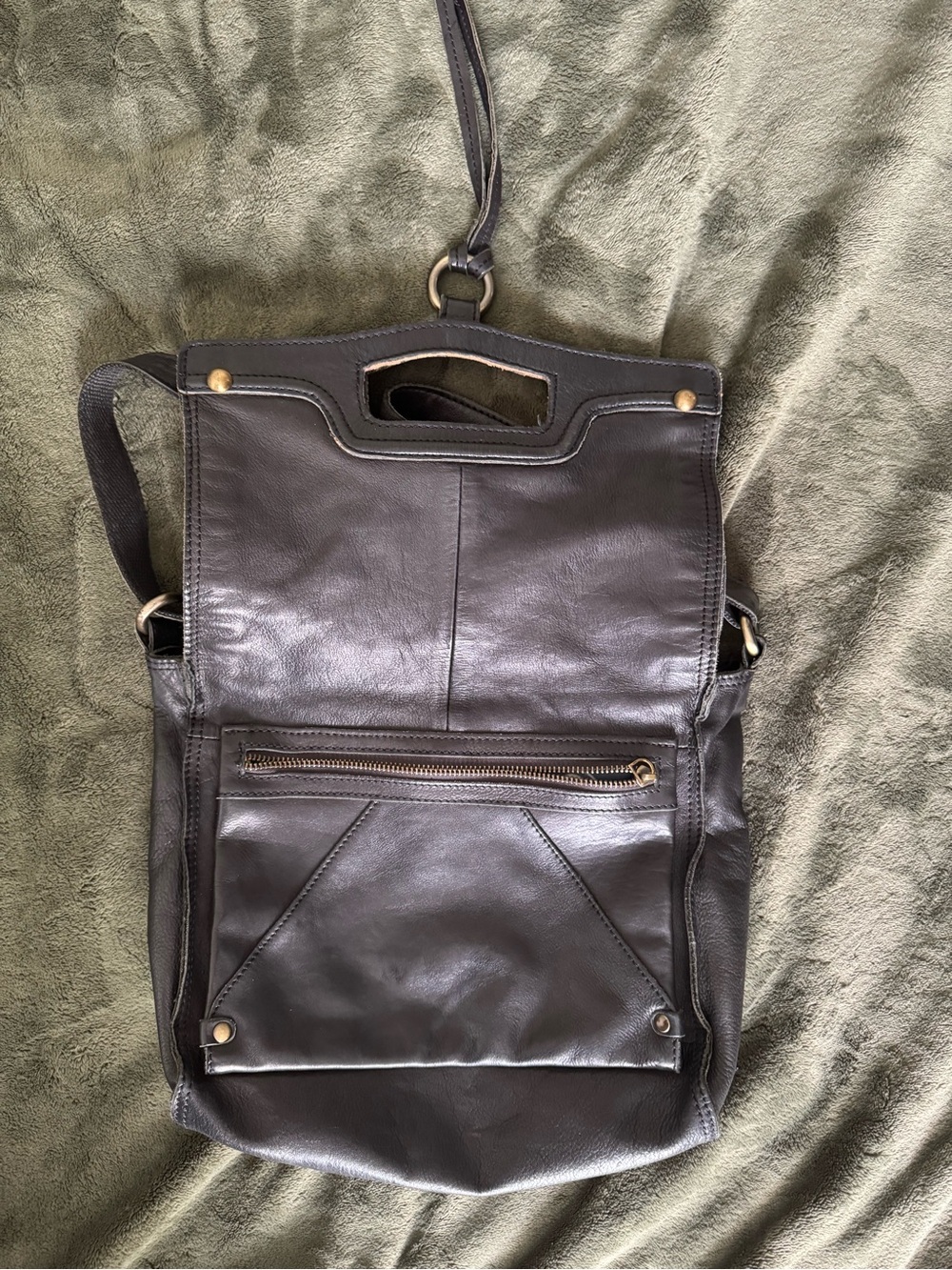 Lucky Brand 100% Genuine Leather Black Crossbody Shoulder Bag - Picture 7 of 13